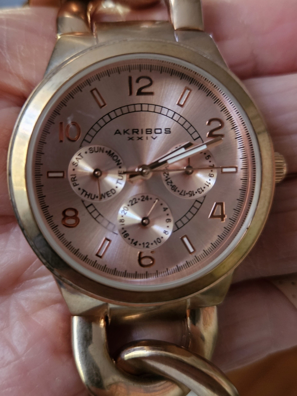 Akribos XXIV Rose Gold Tone Womens Multi-Function Bracelet Watch